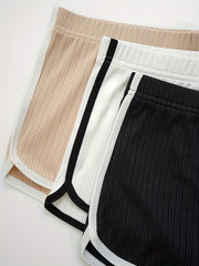 Colorblock Trim Lounge Bottoms Elastic Waistband Shorts Womens Loungewear