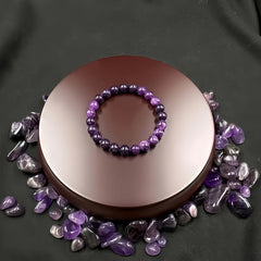 Purple Crystal Gemstone Elastic Bracelet for Relaxation and Meditation
