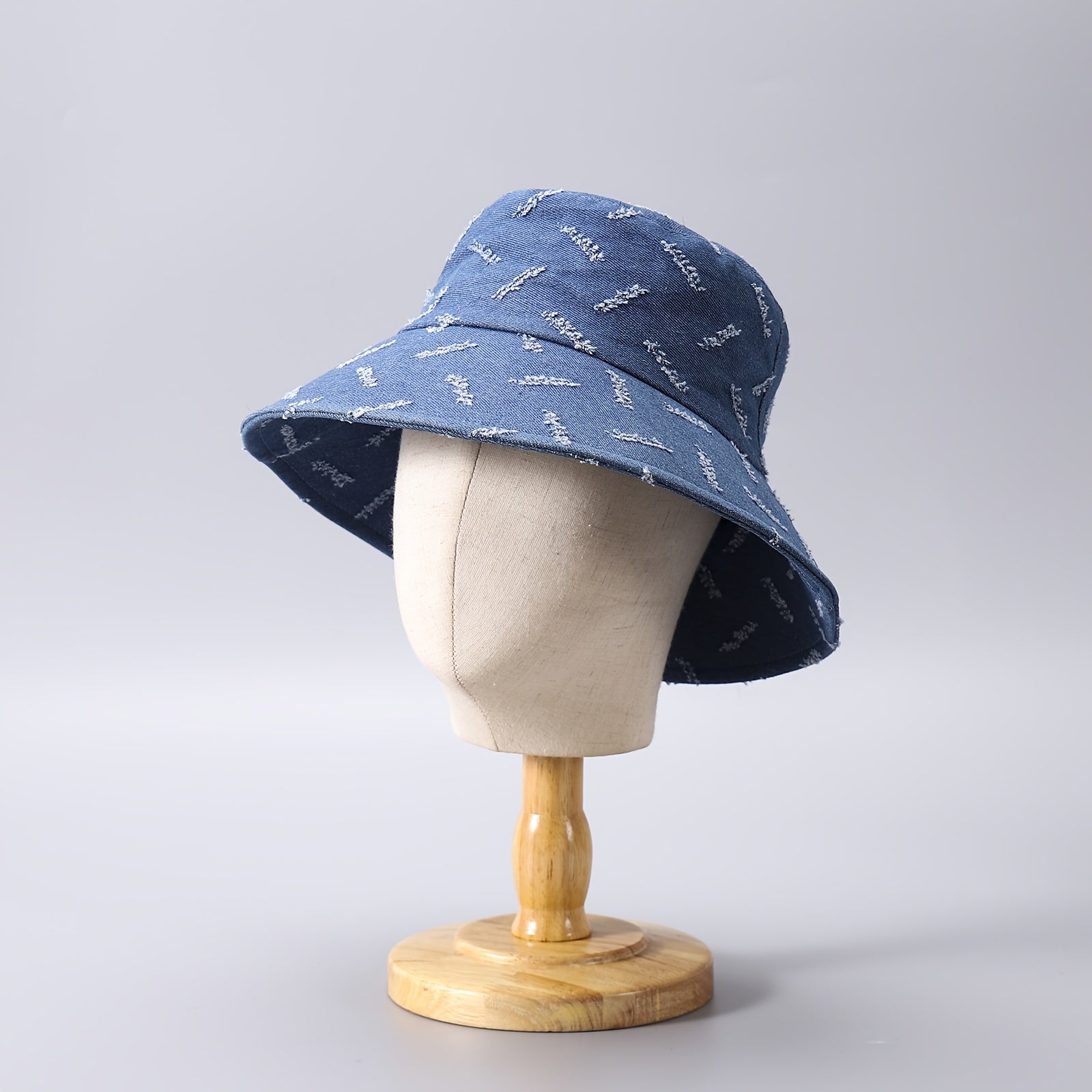 Distressed Denim Bucket Hat Lightweight Sunscreen Cloche Hats