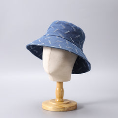Distressed Denim Bucket Hat Lightweight Sunscreen Cloche Hats