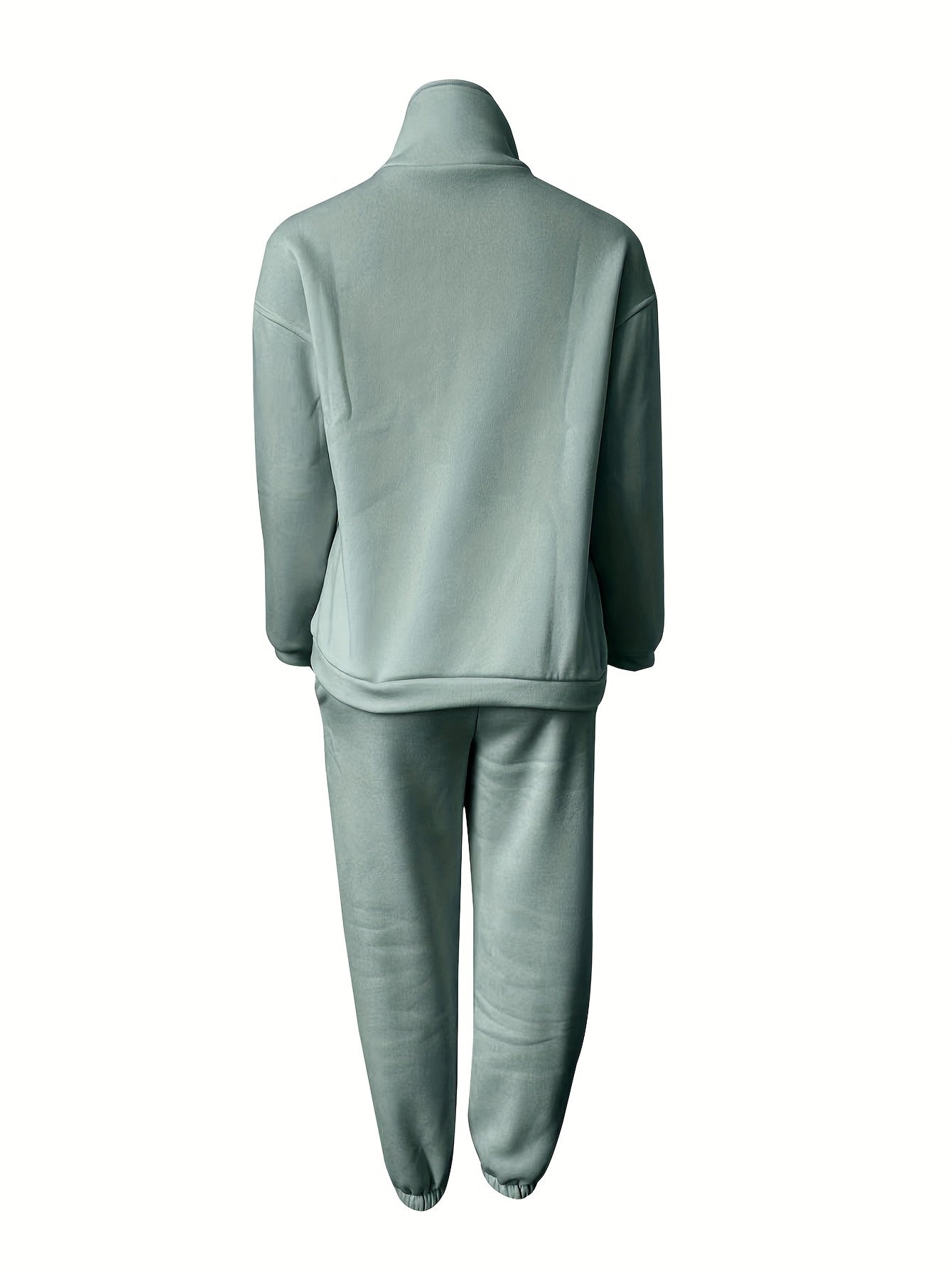 Casual Matching Two piece Set Zip Up Sweatshirt & Solid Sweatpants