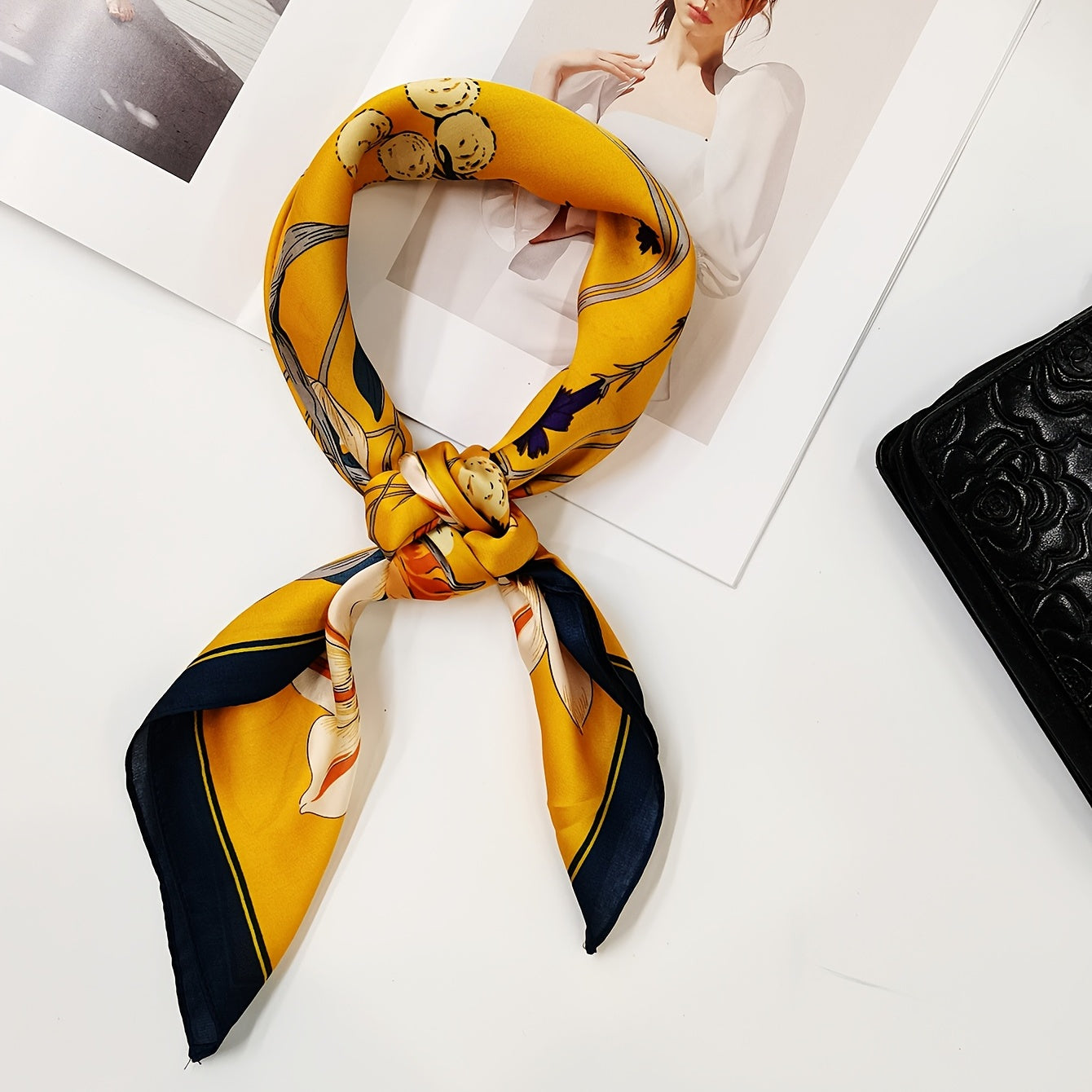 70cm Small Square Print Scarf Casual Neckerchief Women's Warm Shawl