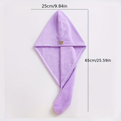 Quick Drying Hair Cap Absorbent Coral Fleece Shower Cap with Thickened Towel