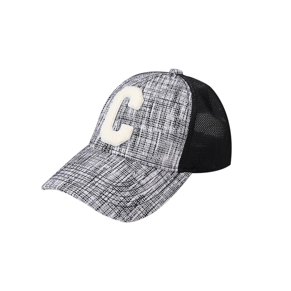 C Letter Peaked Hat Women Summer Shade Breathable Mesh Hat