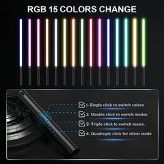15 Colors Luminous Sword Metal Handle Rechargeable Dueling Sword 3 Sound Modes