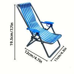 Mini Beach Chair Folding Canvas Striped Dollhouse Accessory