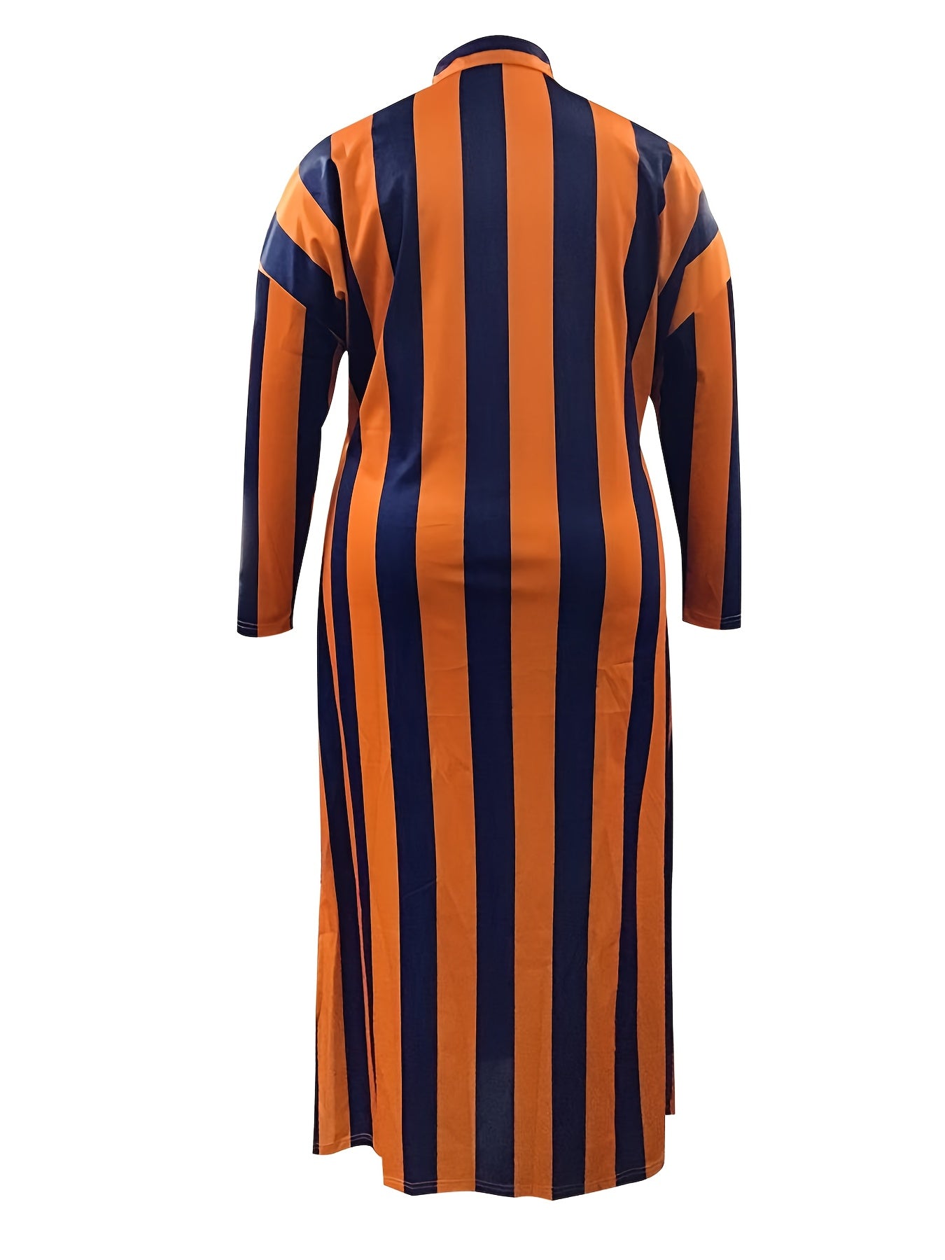  Stripe Long Sleeve Maxi Shirt Dress