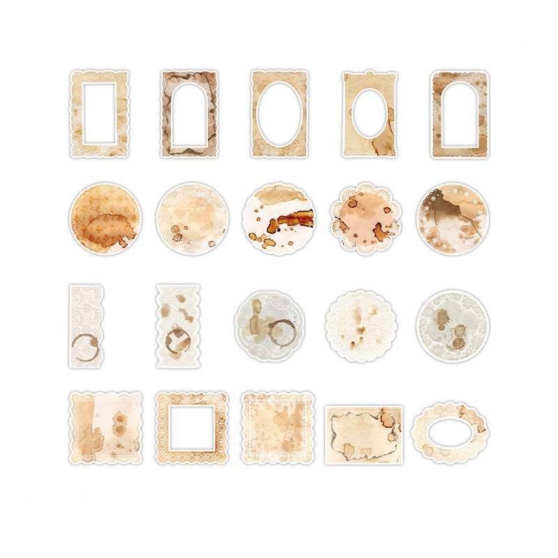 40-Piece Lace Frame Vintage Journal Backing Paper Set - Various Shape