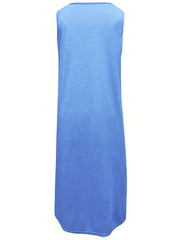  Casual Tank Dress Women's Plus Plain Round Neck Midi Dress