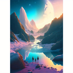 Mountain and River Landscape Rhinestone Painting 5D DIY Full Round Drill Mosaic