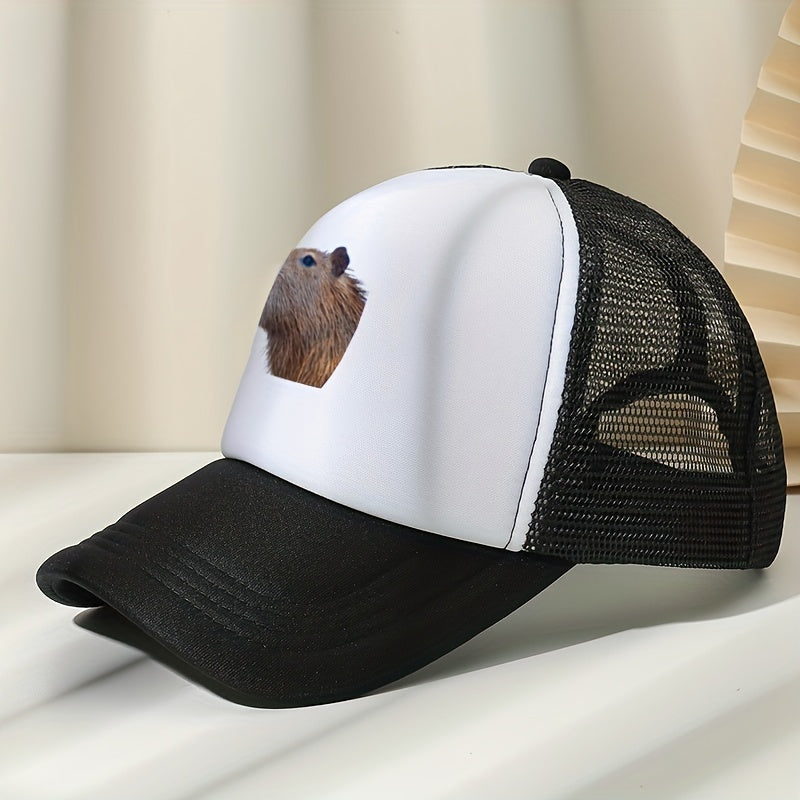Capybara Print Baseball Cap Mesh Trucker Hat