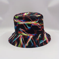 Colorful Aurora Print Bucket Hat Cotton Reversible Basin Hat