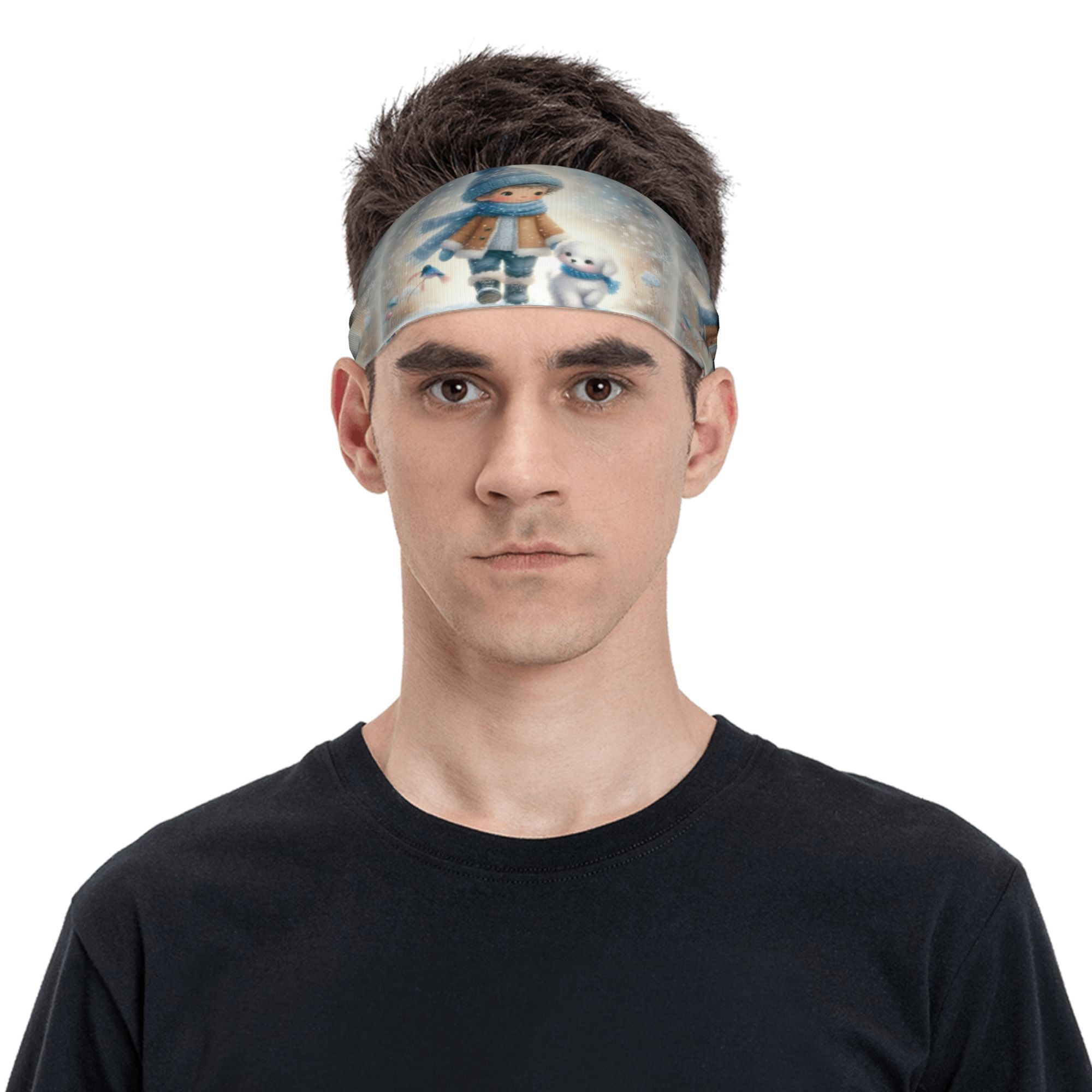 Winter Themed Unisex Sports Headband Snowy Design