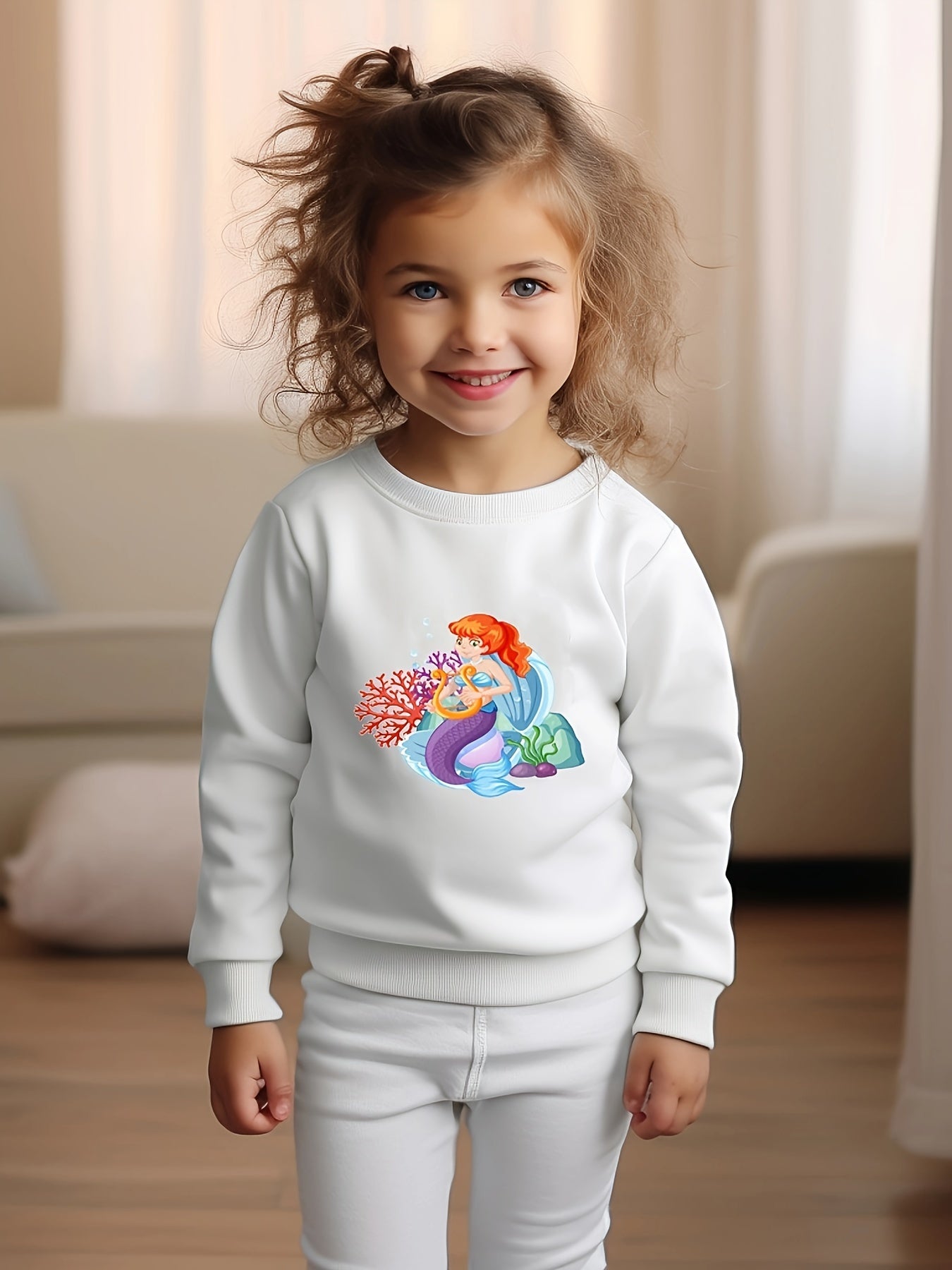 Toddler Mermaid Princess Pattern Sports Sweatshirt Top