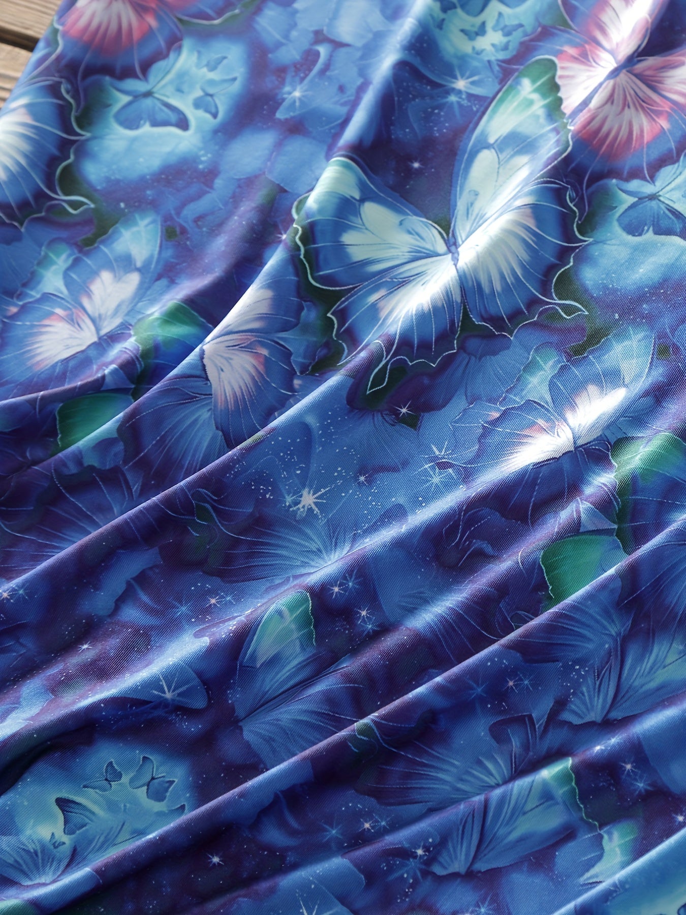  Butterfly Print Tank Top Round Neck Stretch Vest