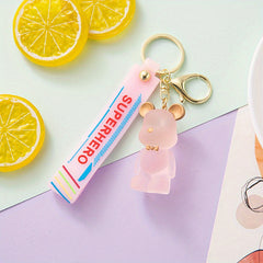 Crystal Bow Knot Bear Keychain Car Key Accessories Couple Bag Pendant