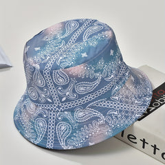 Paisley Print Bucket Hat Letter Graffiti Print Basin Hat Casual Sunscreen Fisher