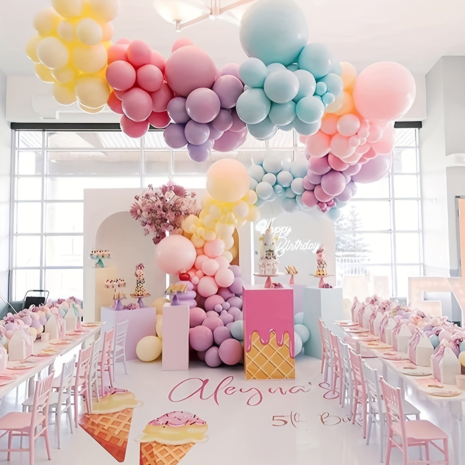 143pcs Ice Cream Macaron Balloon Garland Kit Wedding Birthday Party Decor