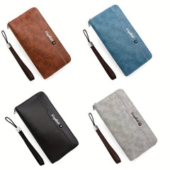 Men's Leather Zipper Business Clutch Bag Large Capacity Purse Wallet