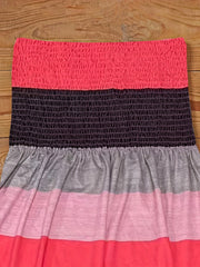  Shirred Stripe Print Stretch Tube Dress