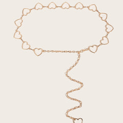 Metal Heart Waist Chain Belts for Women Adjustable Body Waistband