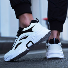 Men's Lace up Walking Shoes Outdoor Anti skid Chunky Shoes
