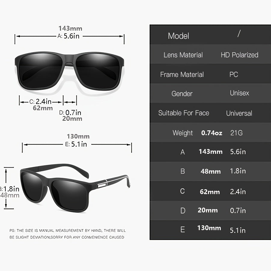 Men's Square Polarized Sunglasses Driving Outdoor UV400