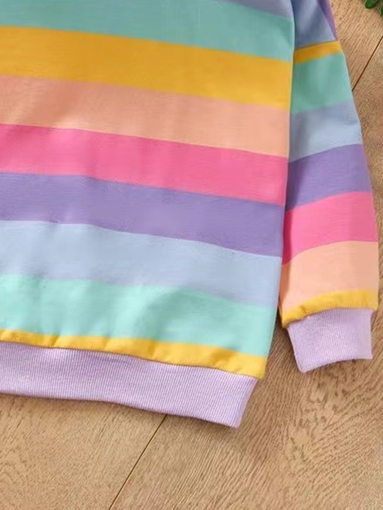 Girls Rainbow Striped Sweatshirt & Pants Set
