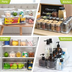 10pcs Fridge Organizer Bins with Lids BPA Plastic Pantry Storage