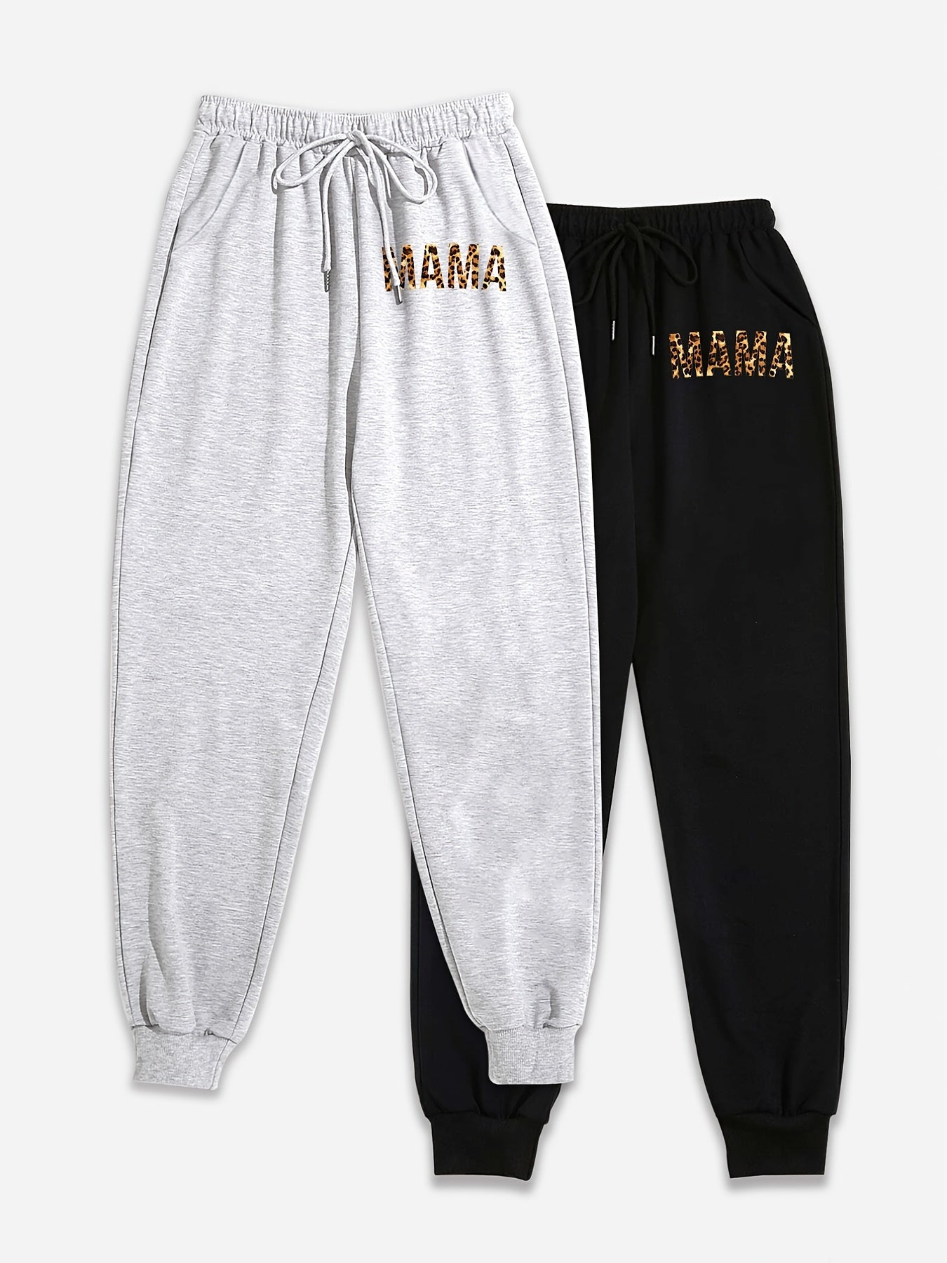 2 Pack Plus Size Leopard Print Sports Pants for Women