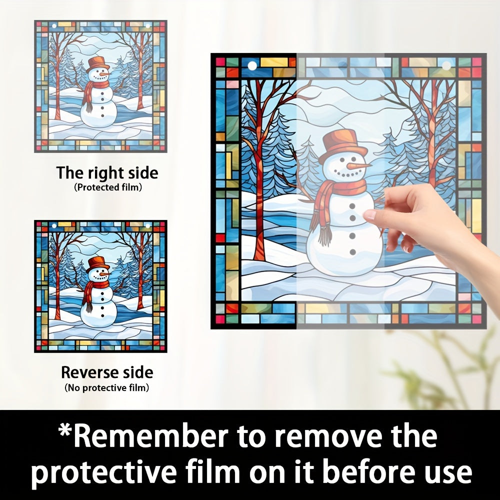 Acrylic Round Christmas Snow Snowman Window Decoration
