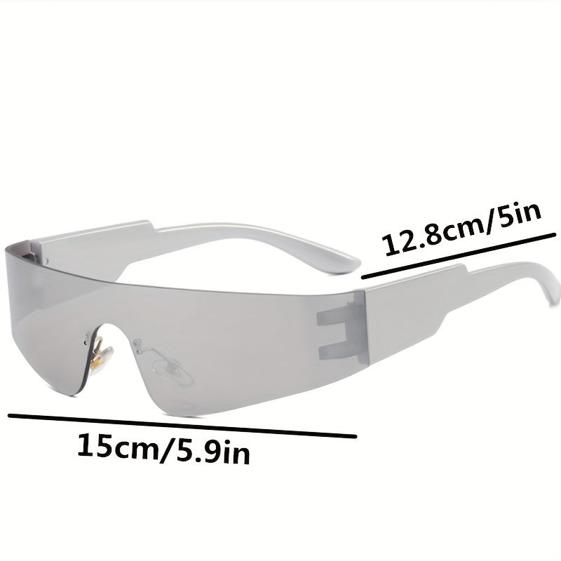 Y2K Rimless Sunglasses Cyberpunk Mirror Lens UV400