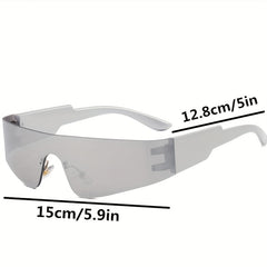 Y2K Rimless Sunglasses Cyberpunk Mirror Lens UV400