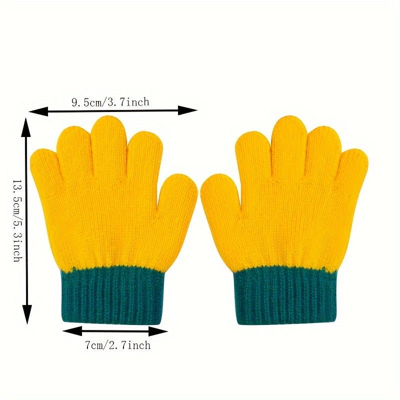 Kids Winter Knitted Gloves Elastic Warm Keeping Boys Girls