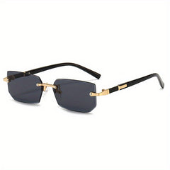 Rectangle Metal Rimless Sunglasses for Women