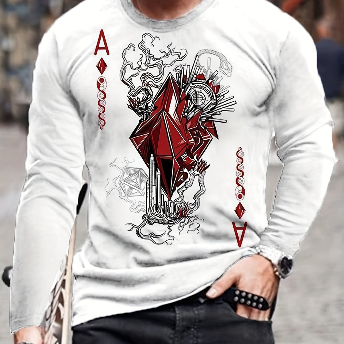 Poker Elements Men's Long Sleeve T-shirt for Spring Summer Autumn