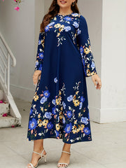  Floral Print Long Sleeve Maxi Dress