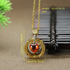Cupid Heart Pendant Agate Love Gift Men Birthday Present