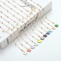 Alloy Butterfly Pendant Glasses Chain Colorful Mask Chain Necklace