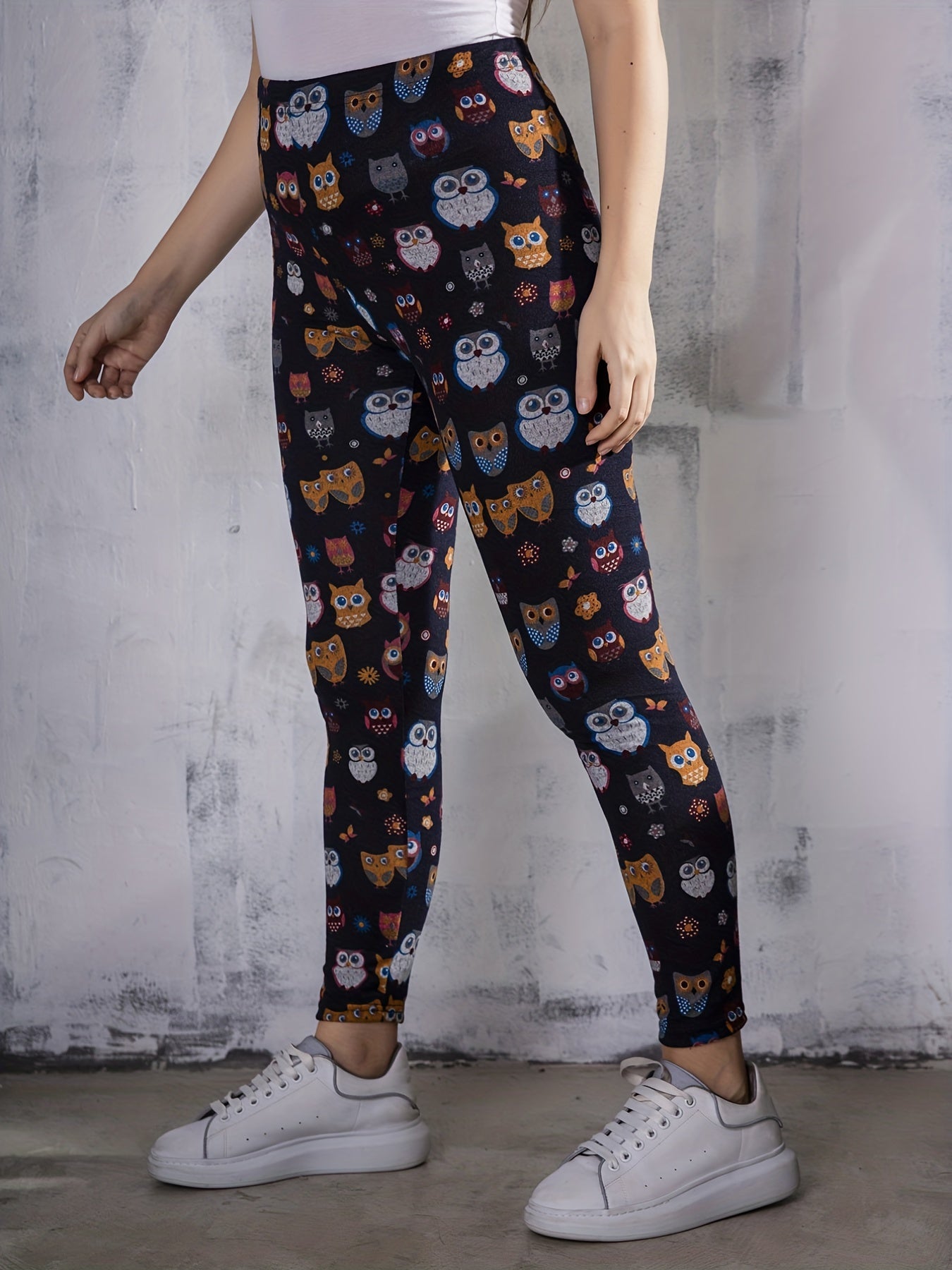  Owl Print High Rise Leggings