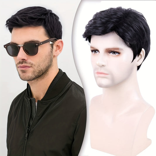 Men's Short Hair Wig Bifurcation Elastic Inner Mesh Christmas Daily Wear