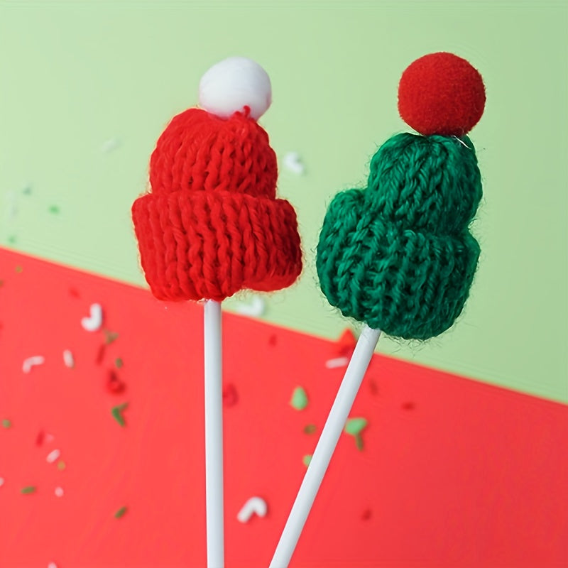 6Pcs Mini Christmas Knit Hats for DIY Crafts 2 Colors
