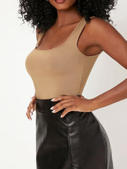 Solid Square Neck Tank Top Sleeveless Bodycon Tank Top