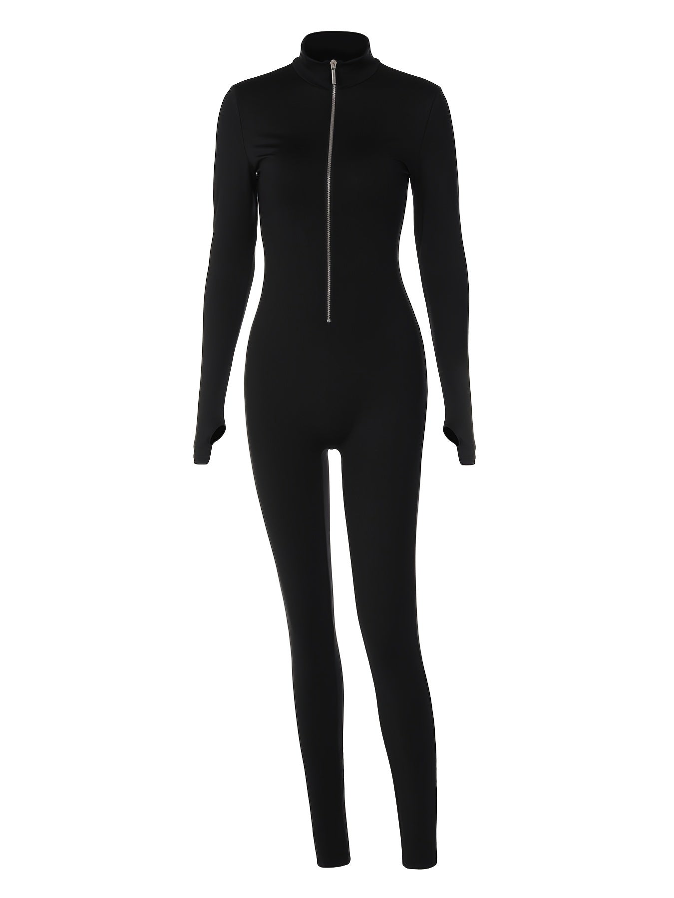 Women's Slimming Long Sleeve Jumpsuit with Thumb Holes