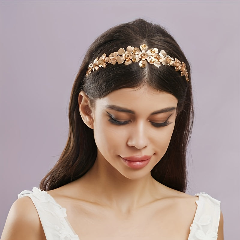 Floral Crystal Hairband for Brides Weddings Parties