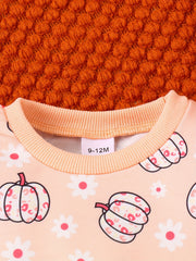 Pumpkin Bat Sweatshirt Toddler Baby Casual Pullover Top Halloween Outfit