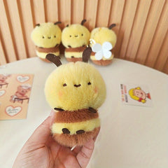 2pcs Cute Bee Plush Dolls 4 Inch Keychain Pendants for Collectors and Home Decor