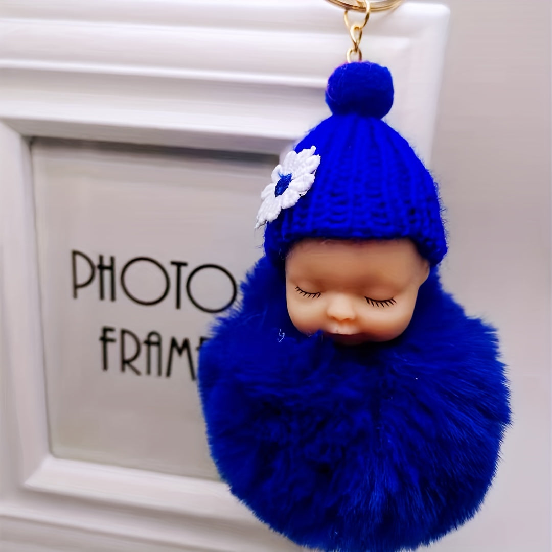 Cute Wool Hat Doll Plush Key Chain Car Pendant