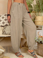 Casual Button Carrot Pants for Women