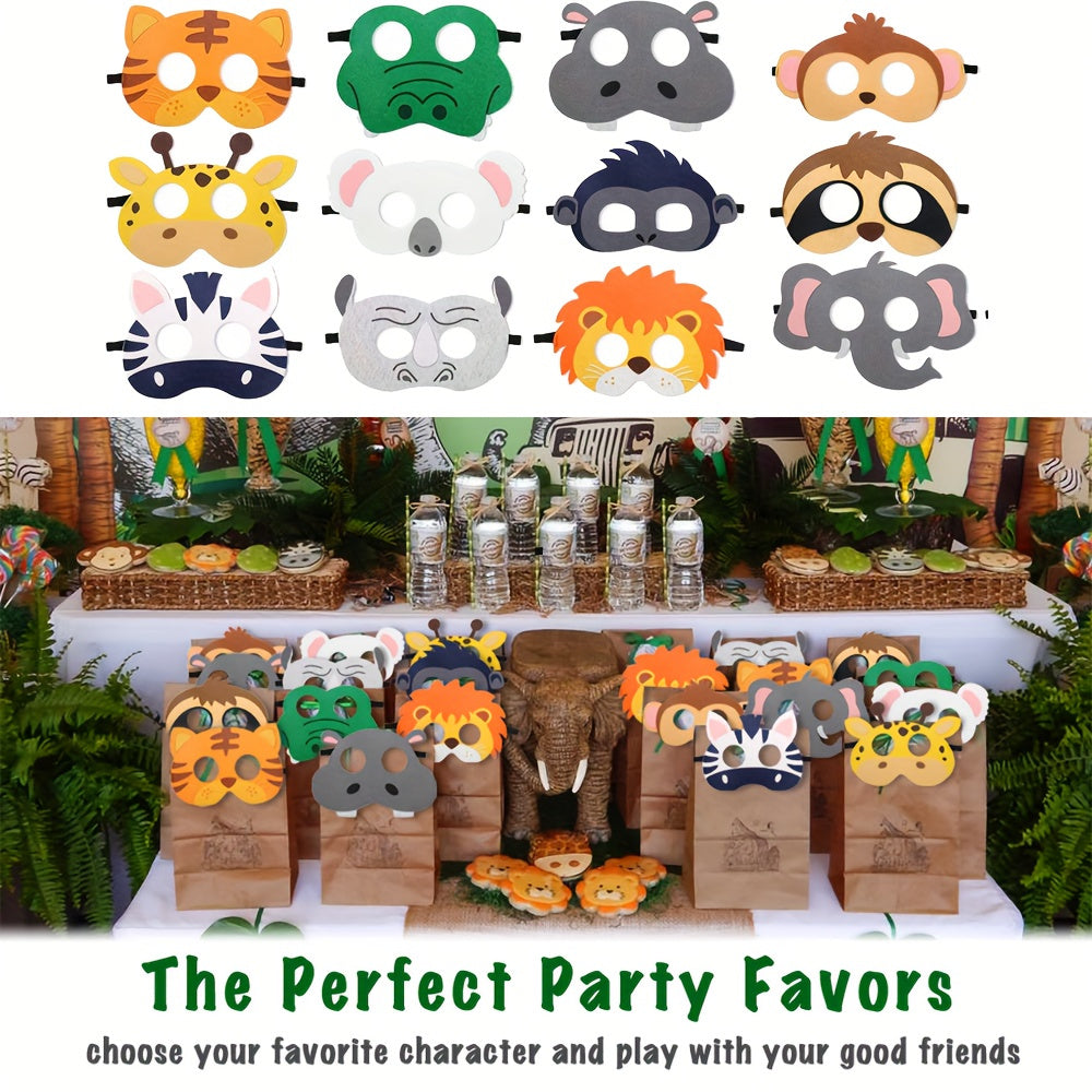 Wild Animal Felt Mask Set 10-12-22pcs Party Costume Mask
